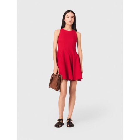 Maje Red Linen-Blend Dress