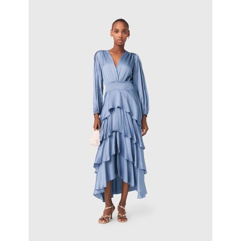 Maje Women's Blue Ruffled Maxi Dress