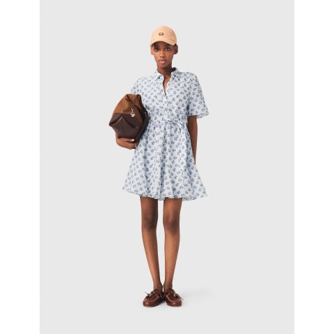 Maje Blue Linen-Blend Dress for Women