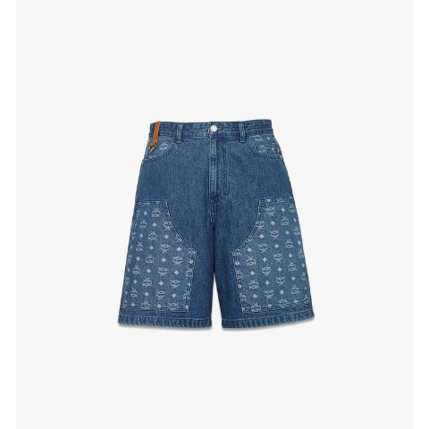 MCM Monogram Denim Shorts 46 IT Blue