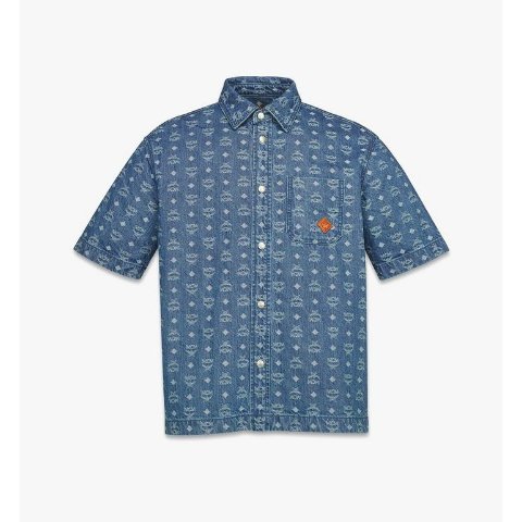 MCM Monogram Shirt in Denim Jacquard