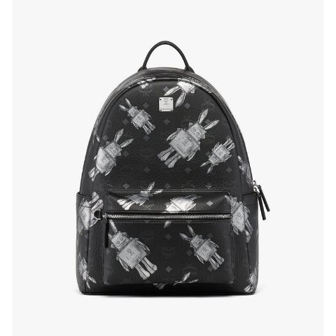 MCM Stark Medium Backpack Rabot Visetos Black
