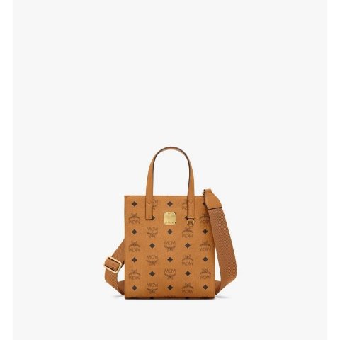 MCM Mini Aren Tote Bag Cognac