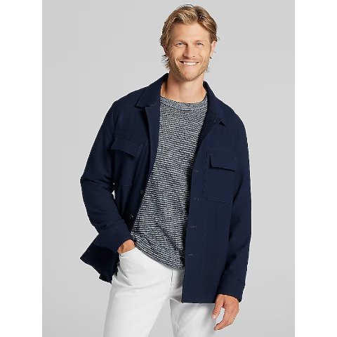 Joseph Abboud Tech Flannel Shirt Jacket Navy Blue