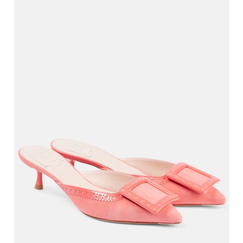 Roger Vivier Viv’ In The City Suede Mules