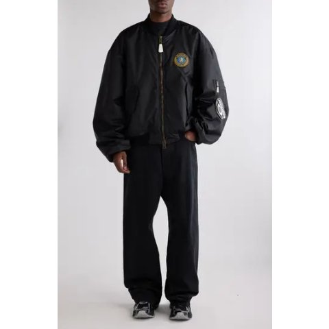Balenciaga Large Fit Nylon Bomber Jacket