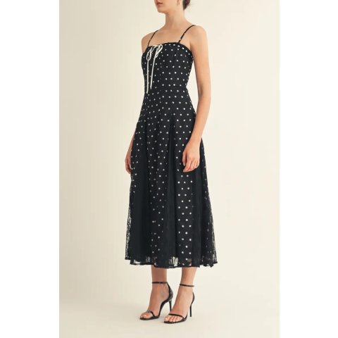 Brienne Polka Dot Lace Midi Dress