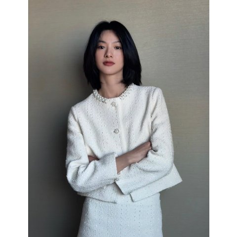 Maje Pearl-Trimmed Tweed Jacket
