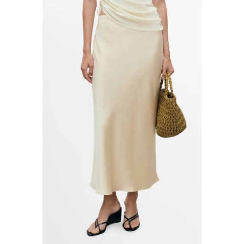 Mango Mia Satin Midi Skirt Women