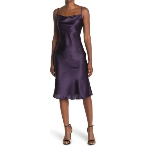 Bebe Satin Cowl Neck Midi Dress
