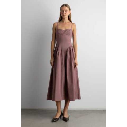 Oak + Fort Cotton Poplin Corset Midi Dress