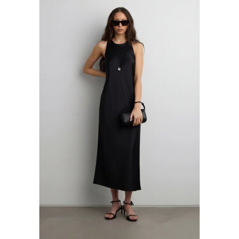 Sleeveless Midi Satin Dress