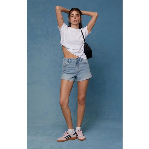 Ivy High Waisted Denim Shorts Light Blue