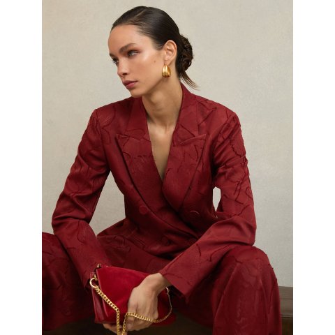 Reiss Atelier Jacquard Blazer Red