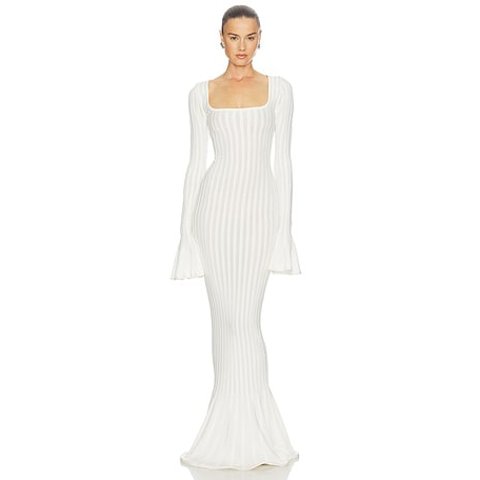 Helsa Tesca Knit Dress White