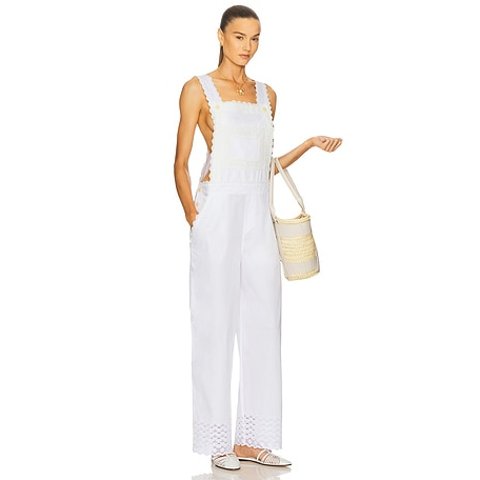 Helsa Summer Overalls Vintage Swiss Embroidery