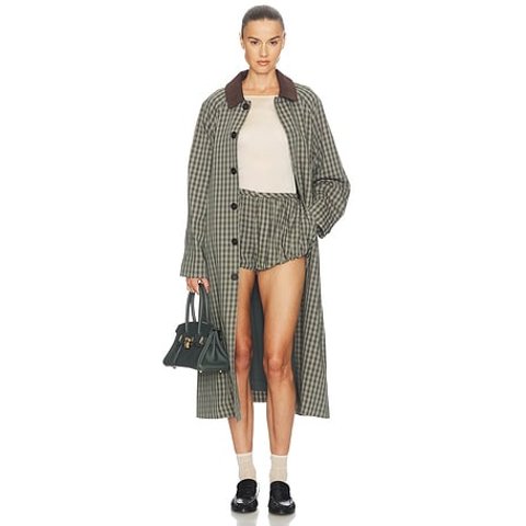 Helsa Plaid Trench Coat