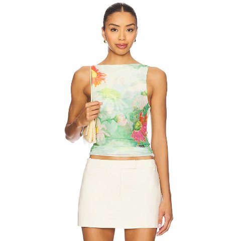 House of Sunny Cosmos Mesh Top Multi