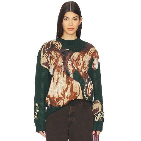 House of Sunny Wild Horses Sweatshirt Emerald Green