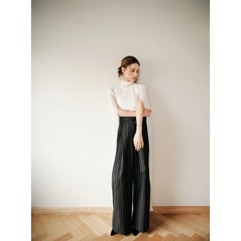 Stripe Twill Super Baggy Pants Dark Grey Stripe