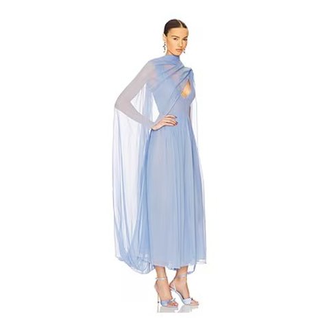 Sabine Silk Chiffon Dress Hydrangea Blue
