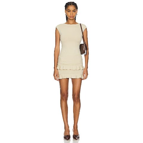 Lioness Oui Oui Mini Dress Pale Khaki