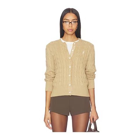 Polo Ralph Lauren Cotton Cardigan Long Sleeve Vintage Khaki