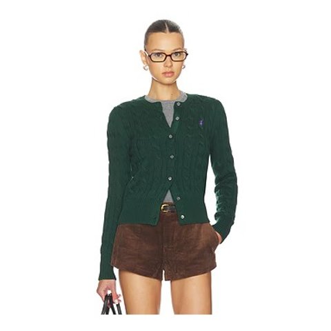 Polo Ralph Lauren Cotton Cable Knit Cardigan Moss Agate