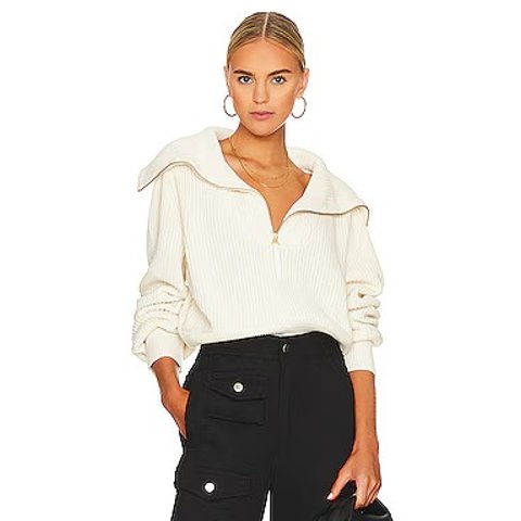 Varley Mentone Half Zip Sweatshirt in Egret
