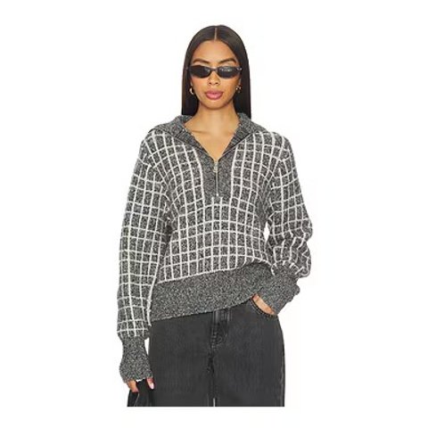 Varley Furley Half Zip Knit Charcoal Marl
