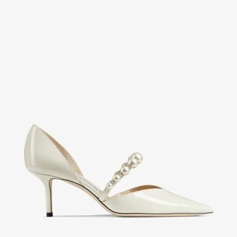 Aurelie 65 Patent Leather Pointed Pumps with Pearl