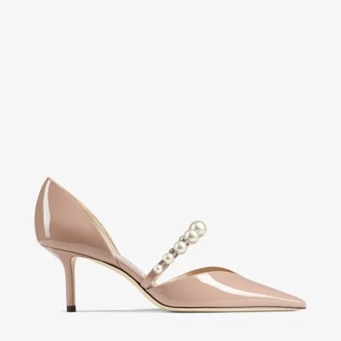 Aurelie 65 Ballet Pink Patent Leather Pumps with Pearl