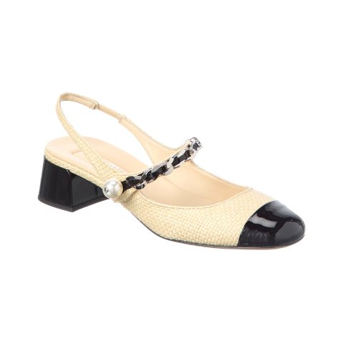 Miu Miu Logo Leather Slingback Pump
