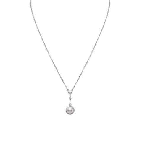 Mikimoto Petit Soleil 18K White Gold Akoya Pearl Diamond Necklace