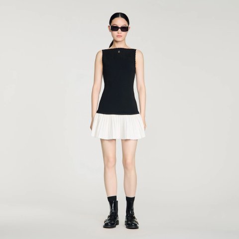 Sandro Paris Two-Tone Mini Dress Black