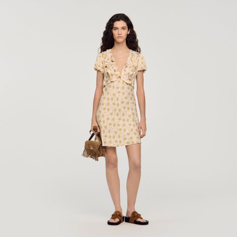 Sandro Paris Light Pink Floral Mini Dress Women
