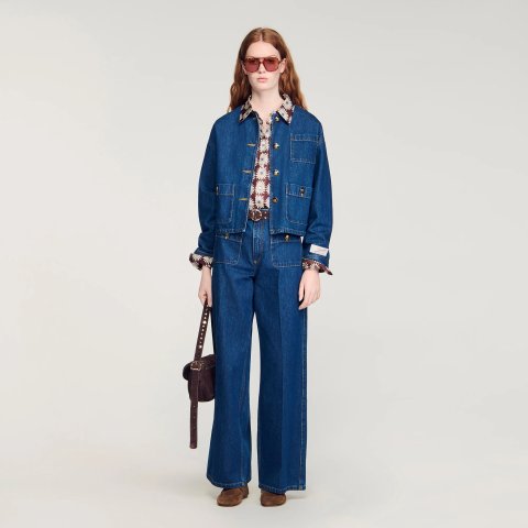 Sandro Paris Women's Denim Jacket Deep Blue