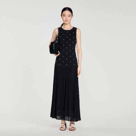 Sandro Paris Women’s Rhinestone Flower Maxi Dress Black