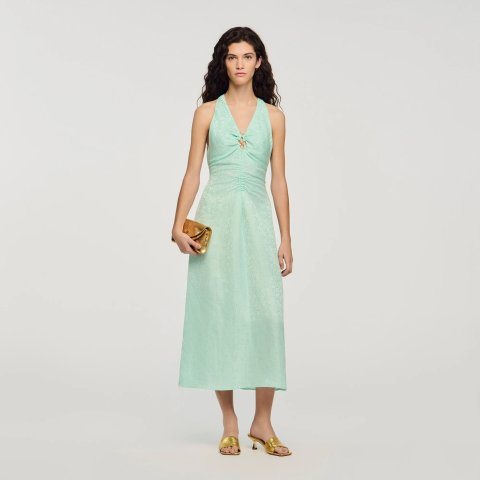 Sandro V-neck Floral Print Maxi Dress