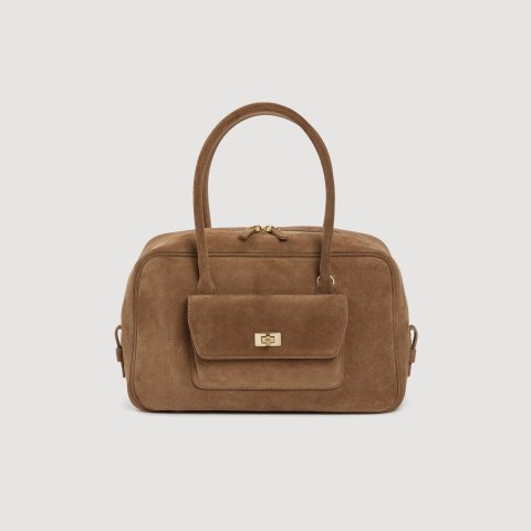 Sandro Paris Ezmeh Suede Bag Caramel for Women