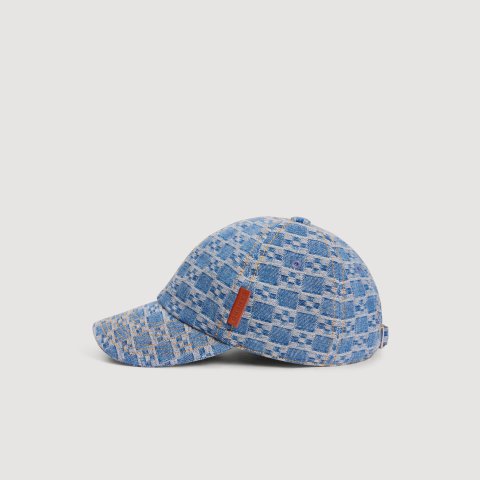 Sandro Paris Denim Cap Cross Motif Blue
