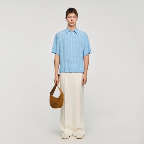 Sandro Paris Men's Loose-Fit Shirt Sky Blue