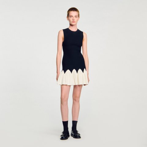 Sandro Two-Tone Mini Knit Dress