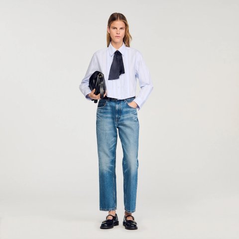 Sandro Cropped Shirt with Removable Tie