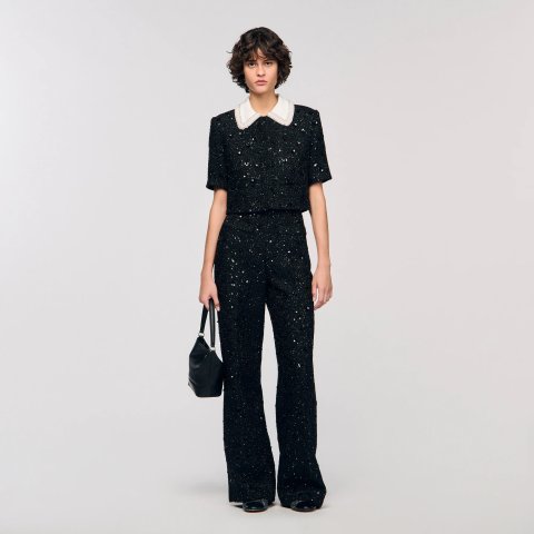 Sandro Removable Rhinestone Collar Jacket