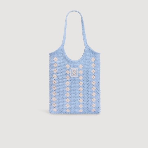 Sandro Paris Two-Tone Crochet Bag Sky Blue