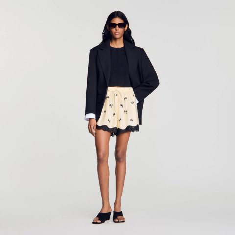 Sandro Paris Women's Vanilla Floral Embroidered Shorts