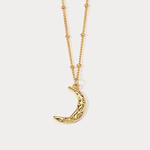 Selenichast 18K Gold Moon Pendant Necklace
