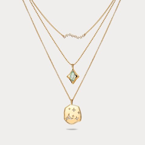 Selenichast Moon and Star Layered Necklace