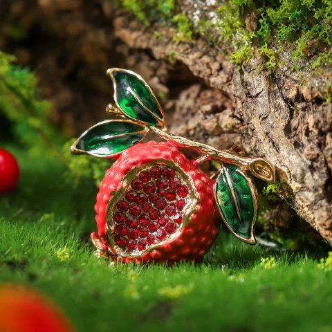 Selenichast Pomegranate Enamel Brooch Vintage